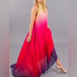 NEW Akira Rainbow Ombre Medium Halter Bella Maxi Dress Resort Mermaid costume